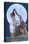 Gray Wolf Howling - Wyoming-Lantern Press-Stretched Canvas