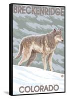 Gray Wolf Standing - Breckenridge, Colorado-Lantern Press-Framed Stretched Canvas