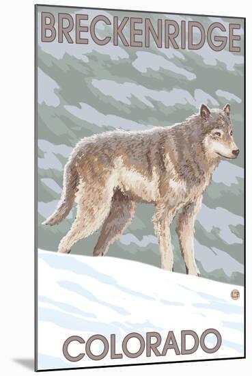 Gray Wolf Standing - Breckenridge, Colorado-Lantern Press-Mounted Art Print