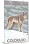 Gray Wolf Standing - Breckenridge, Colorado-Lantern Press-Mounted Art Print