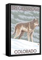 Gray Wolf Standing - Breckenridge, Colorado-Lantern Press-Framed Stretched Canvas