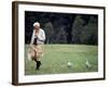 Grayleg Geese Follow Austrian Ethologist Konrad Lorenz who Taught them to Accept Him as its Mother-Nina Leen-Framed Premium Photographic Print