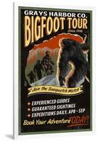 Grays Harbor Co. - Bigfoot Tours - Vintage Sign-Lantern Press-Framed Art Print