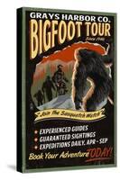Grays Harbor Co. - Bigfoot Tours - Vintage Sign-Lantern Press-Stretched Canvas