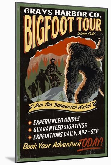 Grays Harbor Co. - Bigfoot Tours - Vintage Sign-Lantern Press-Mounted Art Print