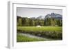 Grazing Horse in Pasture in Bavarian Alps with Snow-Sheila Haddad-Framed Photographic Print