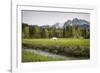 Grazing Horse in Pasture in Bavarian Alps with Snow-Sheila Haddad-Framed Photographic Print