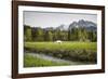Grazing Horse in Pasture in Bavarian Alps with Snow-Sheila Haddad-Framed Photographic Print