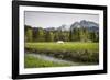 Grazing Horse in Pasture in Bavarian Alps with Snow-Sheila Haddad-Framed Photographic Print