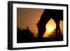 Grazing Horse Silhouette Against Rising Sun In Rich Tone-Sari ONeal-Framed Photographic Print