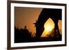 Grazing Horse Silhouette Against Rising Sun In Rich Tone-Sari ONeal-Framed Photographic Print