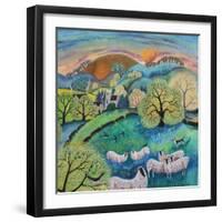 Grazing Sheep, 2021 (acrylics on paper)-Lisa Graa Jensen-Framed Giclee Print