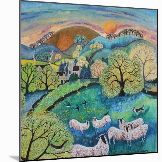 Grazing Sheep, 2021 (acrylics on paper)-Lisa Graa Jensen-Mounted Giclee Print