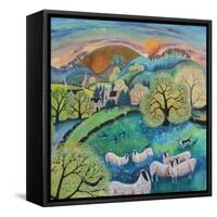 Grazing Sheep, 2021 (acrylics on paper)-Lisa Graa Jensen-Framed Stretched Canvas