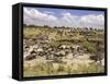 Grazing Zebras and Wildebeest Staged for the Crossing, Kenya-Joe Restuccia III-Framed Stretched Canvas