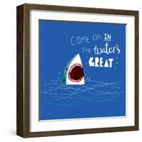 Great Advice Shark-Michael Buxton-Framed Art Print