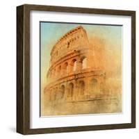 Great Antique Rome - Coloseum , Artwork In Retro Style-Maugli-l-Framed Art Print