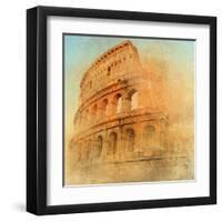 Great Antique Rome - Coloseum , Artwork In Retro Style-Maugli-l-Framed Art Print