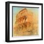 Great Antique Rome - Coloseum , Artwork In Retro Style-Maugli-l-Framed Art Print