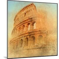 Great Antique Rome - Coloseum , Artwork In Retro Style-Maugli-l-Mounted Art Print