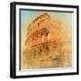 Great Antique Rome - Coloseum , Artwork In Retro Style-Maugli-l-Framed Art Print