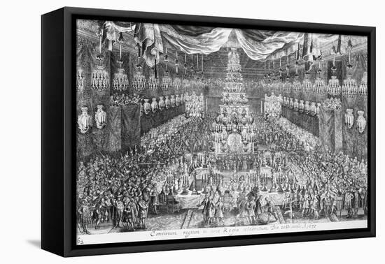 Great Banquet with Musicians at Royal Palace on Occasion of Coronation of Charles XI in 1672-null-Framed Stretched Canvas