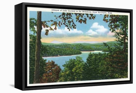 Great Barrington, Massachusetts - A Glimpse of Lake Garfield-Lantern Press-Framed Stretched Canvas