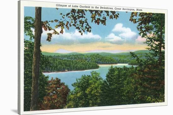 Great Barrington, Massachusetts - A Glimpse of Lake Garfield-Lantern Press-Stretched Canvas