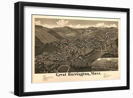 Great Barrington, Massachusetts - Panoramic Map-Lantern Press-Framed Art Print