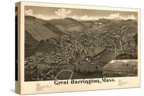 Great Barrington, Massachusetts - Panoramic Map-Lantern Press-Stretched Canvas
