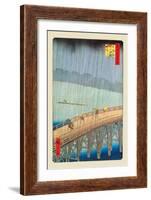 Great Bridge, Sudden Shower at Atake-Ando Hiroshige-Framed Art Print