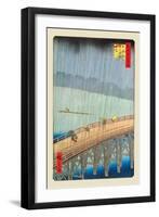 Great Bridge, Sudden Shower at Atake-Ando Hiroshige-Framed Art Print