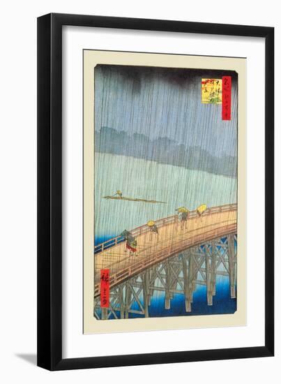 Great Bridge, Sudden Shower at Atake-Ando Hiroshige-Framed Art Print