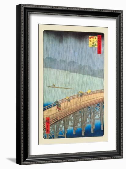 Great Bridge, Sudden Shower at Atake-Ando Hiroshige-Framed Art Print
