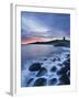 Great Britain, England, Northumberland, Dunstanburgh Castle, Sea, Stones, Dusk-Rainer Mirau-Framed Photographic Print