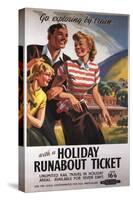 Great Britain - Family Trio on Holiday Runabout Savings British Rail Poster-Lantern Press-Stretched Canvas