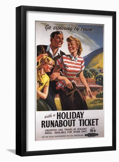 Great Britain - Family Trio on Holiday Runabout Savings British Rail Poster-Lantern Press-Framed Art Print