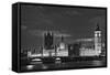 Great Britain, London. Dusk on Big Ben and the Houses of Parliament-Dennis Flaherty-Framed Stretched Canvas