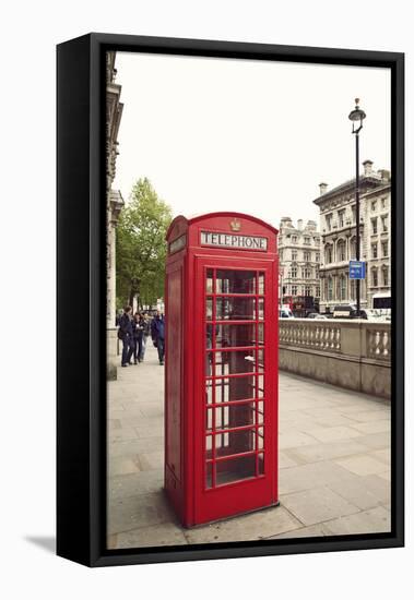 Great Britain, London, house, telephone box, architecture, facade-Nora Frei-Framed Stretched Canvas