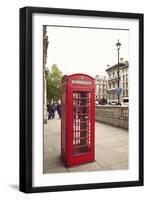 Great Britain, London, house, telephone box, architecture, facade-Nora Frei-Framed Photographic Print