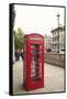 Great Britain, London, house, telephone box, architecture, facade-Nora Frei-Framed Stretched Canvas