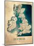 Great Britain Map-Dionisis Gemos-Mounted Giclee Print