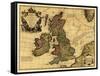 Great Britain - Panoramic Map-Lantern Press-Framed Stretched Canvas