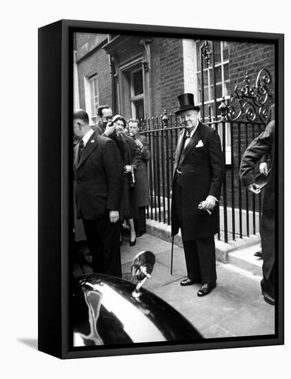 Great Britain's Prime Minister Winston Churchill Leaving His Home-Carl Mydans-Framed Stretched Canvas