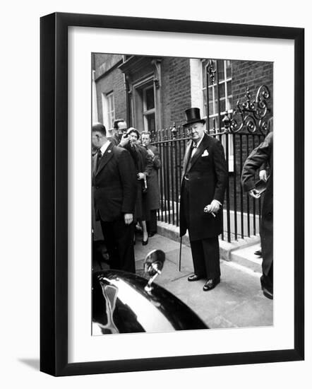 Great Britain's Prime Minister Winston Churchill Leaving His Home-Carl Mydans-Framed Photographic Print