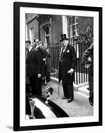 Great Britain's Prime Minister Winston Churchill Leaving His Home-Carl Mydans-Framed Photographic Print