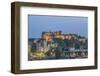 Great Britain, Scotland, Edinburgh. Edinburgh Castle from Carlton Hill at dusk-Rob Tilley-Framed Photographic Print