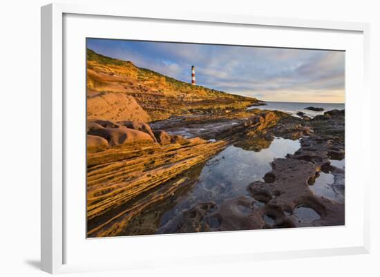 Great Britain, Scotland, Tarbat Ness, Lighthouse, Sea, Rock, Dusk-Rainer Mirau-Framed Photographic Print