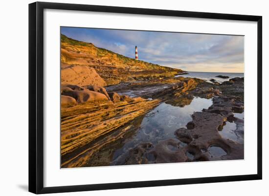 Great Britain, Scotland, Tarbat Ness, Lighthouse, Sea, Rock, Dusk-Rainer Mirau-Framed Photographic Print