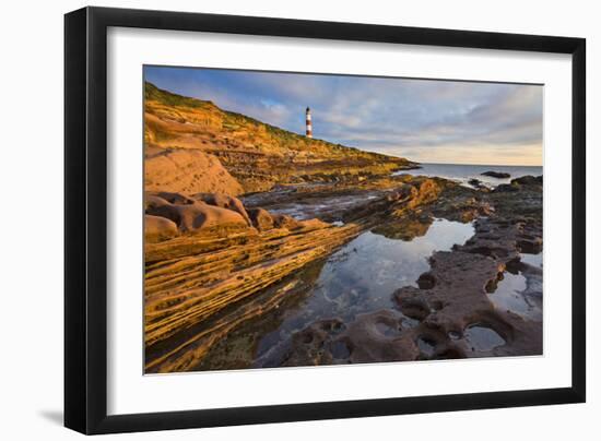 Great Britain, Scotland, Tarbat Ness, Lighthouse, Sea, Rock, Dusk-Rainer Mirau-Framed Photographic Print